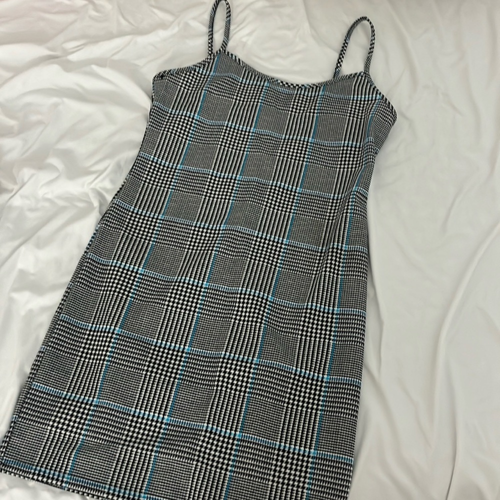 Urban Outfitters Blue Plaid Bodycon Dress